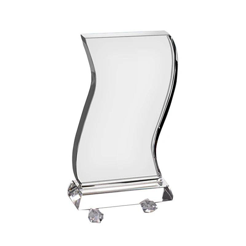 Qualisub Special Shape Water Ripple Cup Glass Photo Frames Sublimation Crystal Cubic Photo Frame Blanks for heat press