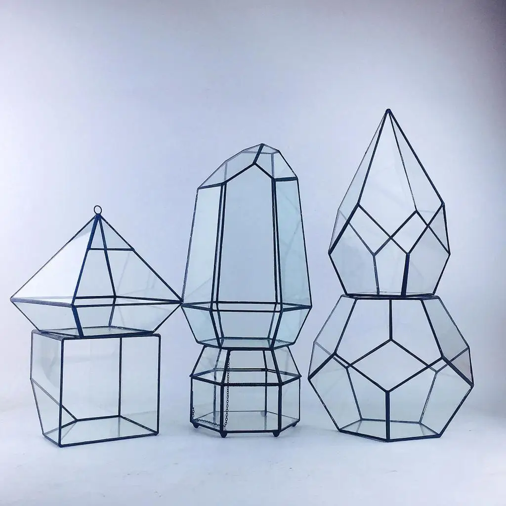 Giant glass vase geometrical flower pot geometric good quality terrarium