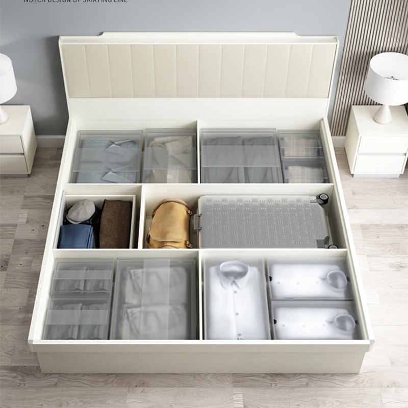 Light Luxury Air Pressure Storage Bed High Box Storage Bed Modern Simple 1.5 M 1.8 M Side Opening Master Bedroom Double Bed