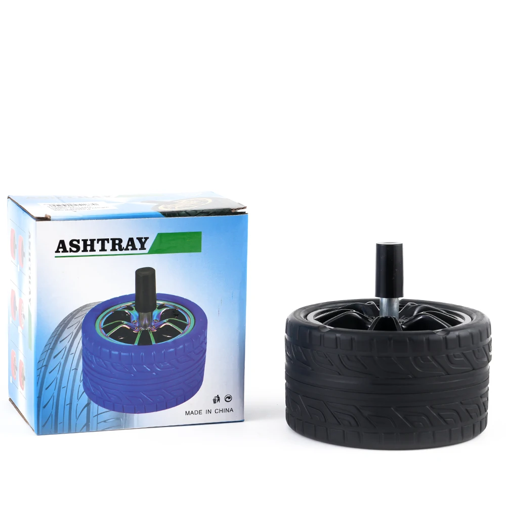 New Arrival Wholesale Metal Round Tire Shaped Ashtray Smoking Accessories Windproof with Lids Press Portable Ash Tray