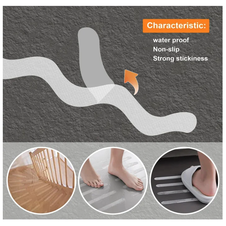 Waterproof Bathroom Clear Safety Non Abrasive Grip Shower Sticker Bathtub Anti Slip Tape for Safety