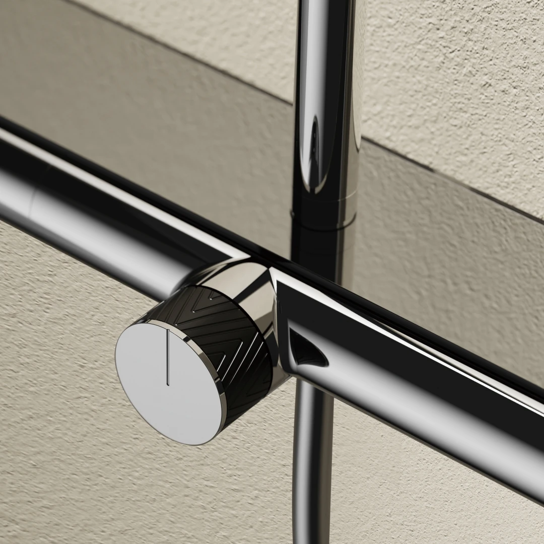 Idealex Contemporary Single Polished Metal Luxury LED Shower Bar System Multifunctional European Design Bath Shower Faucets