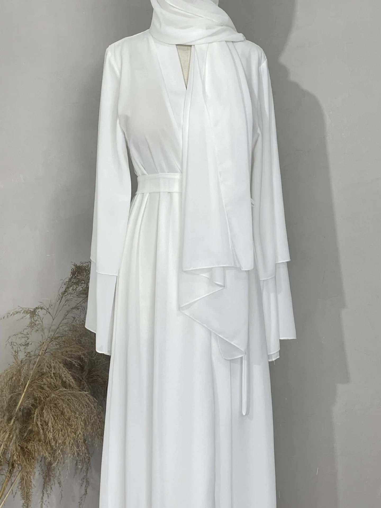 Wholesale Turkey Elegant EID Women Muslim Dress Chiffon Modest Muslim Dress Matching Hjiab Kimono Open Dubai Abaya robe cardigan