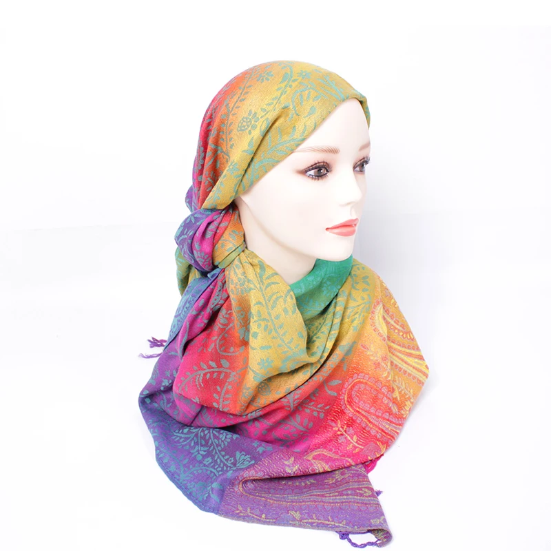 Hot Sale Gradient Chiffon Silk Scarf Ladies Rainbow Georgette Tulle Scarves for Women