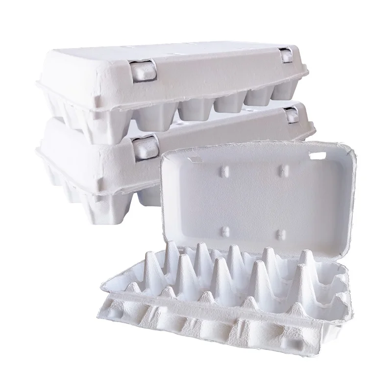 factory manufacturer white paper fiber egg box 3*6=18 holes flip top lid biodegradable hen egg containers farm business boxes