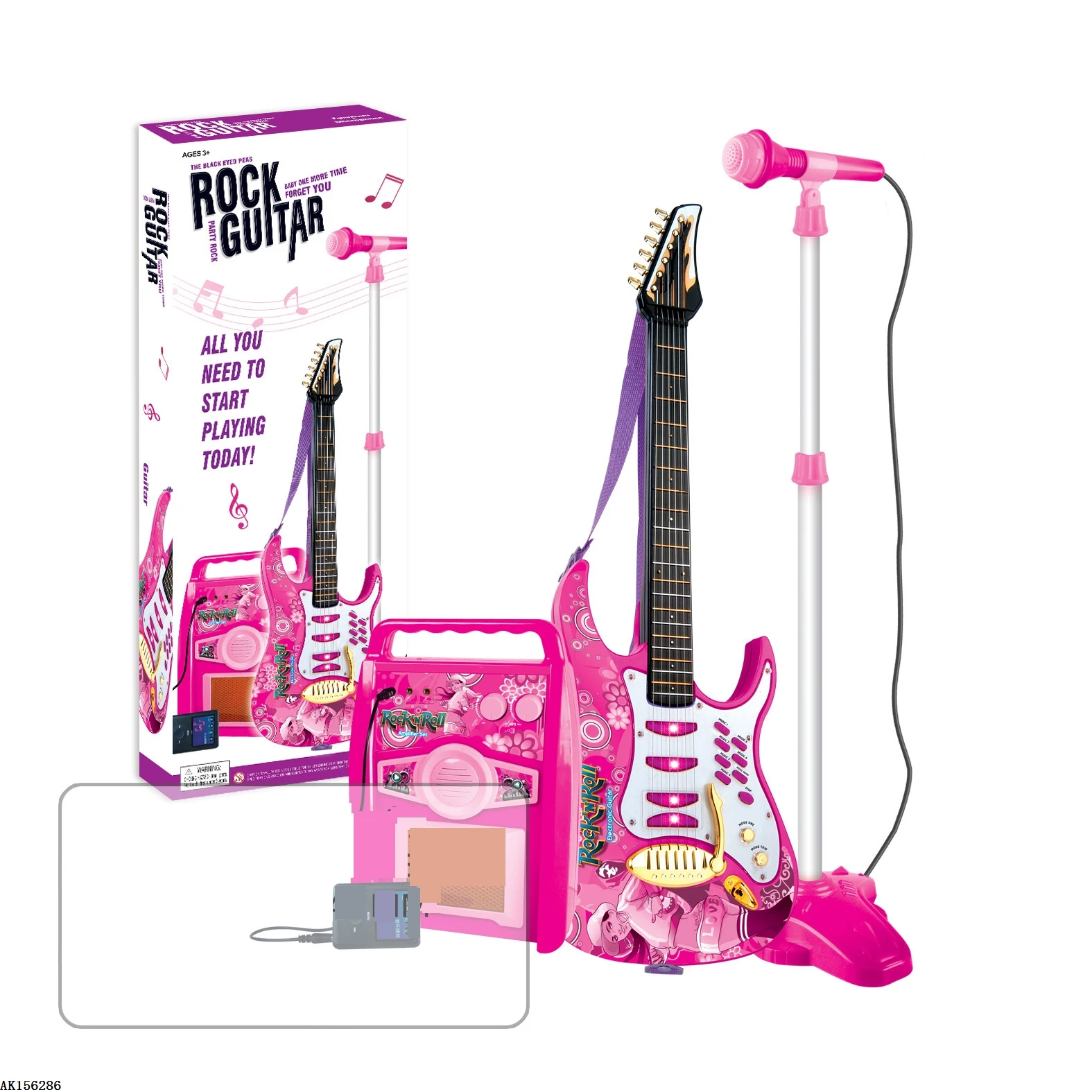 Cheap Battery Operated Toy Musical tguitar set with microphone Luggage Skateboard Laptop Electric Rock  Electric Guitar Toys