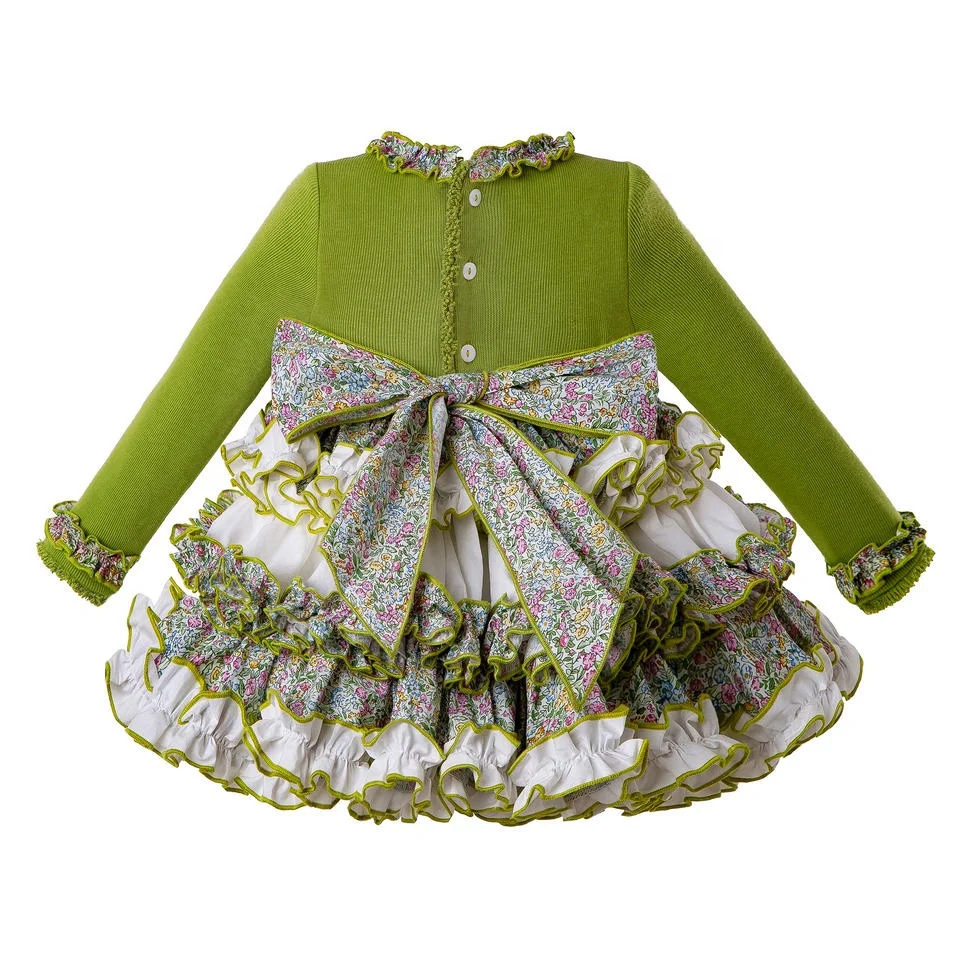 OEM Pettigirl Children Clothes Baby Fluffy Dress + PP Pants + Bonnet Autumn Birthday Party Girls Dress Baby Girl Set