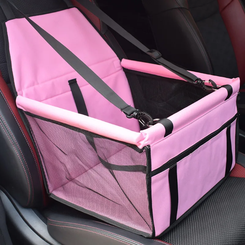Pet Car Front Seat Cover and Breathable Bag with Seat Belt Dog Carrier Safety Stable for Travel in Red