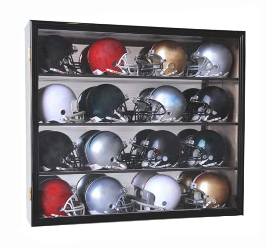 Mini Bobble Head Pocket Pro Helmet Hockey Puck Mini Stanley Cup Trophies Display Case Cabinet w Adjustable Shelves
