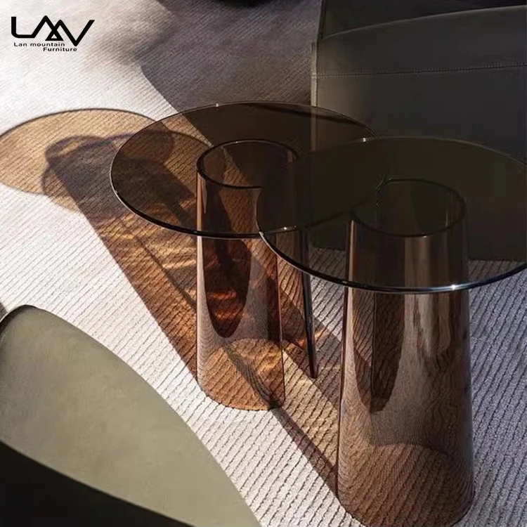 Popular Modern Simple Hotel Living Room Sofa Side Table Furniture  With Acrylic Villa Bedroom Movable Coffee Table