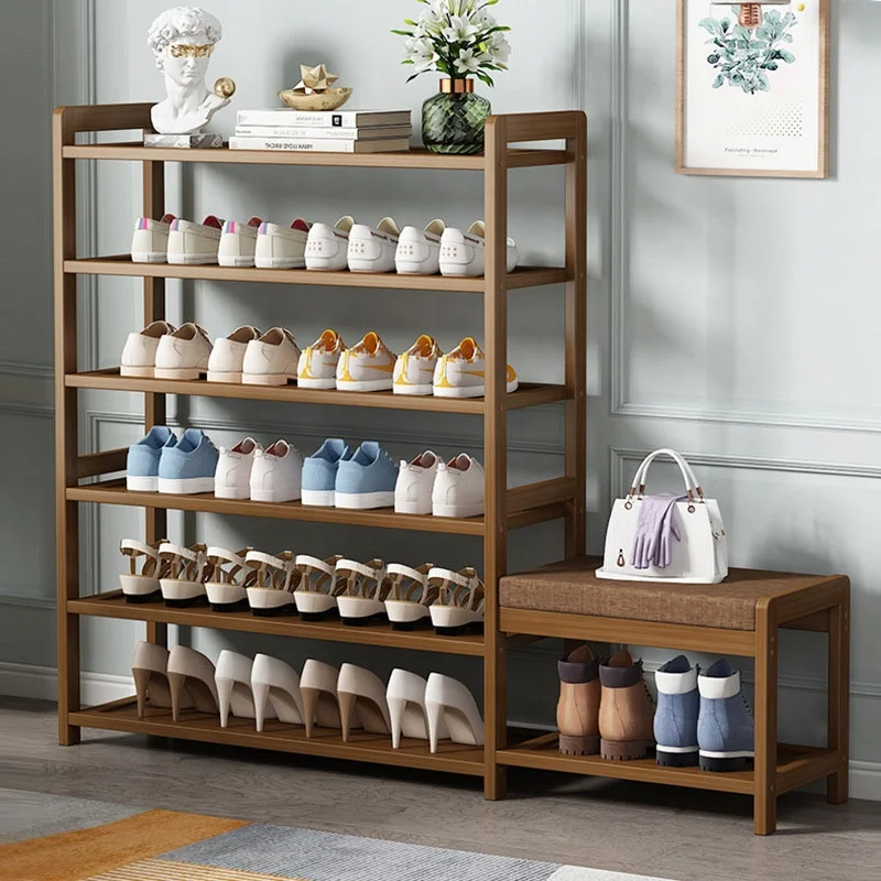 VIC All bamboo simple shoe rack home doorway storage rack new multi-layer storage door small shoe cabinet