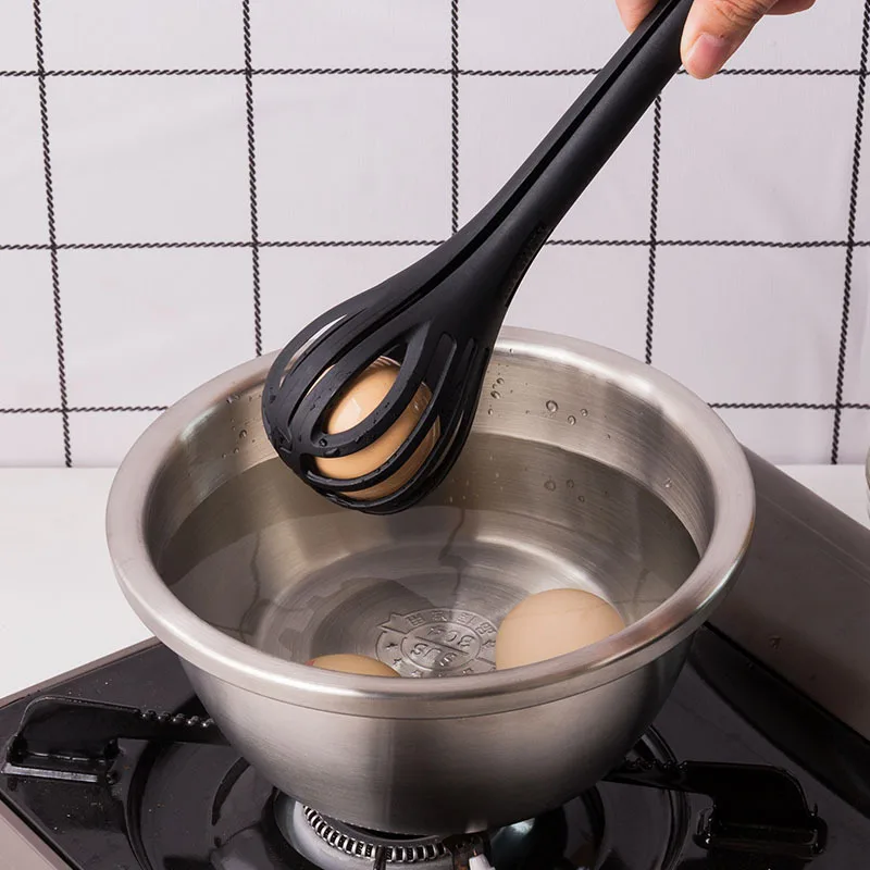 Easy use durable 2 in 1 spaghetti noodle food tongs nylon egg whisk for cream