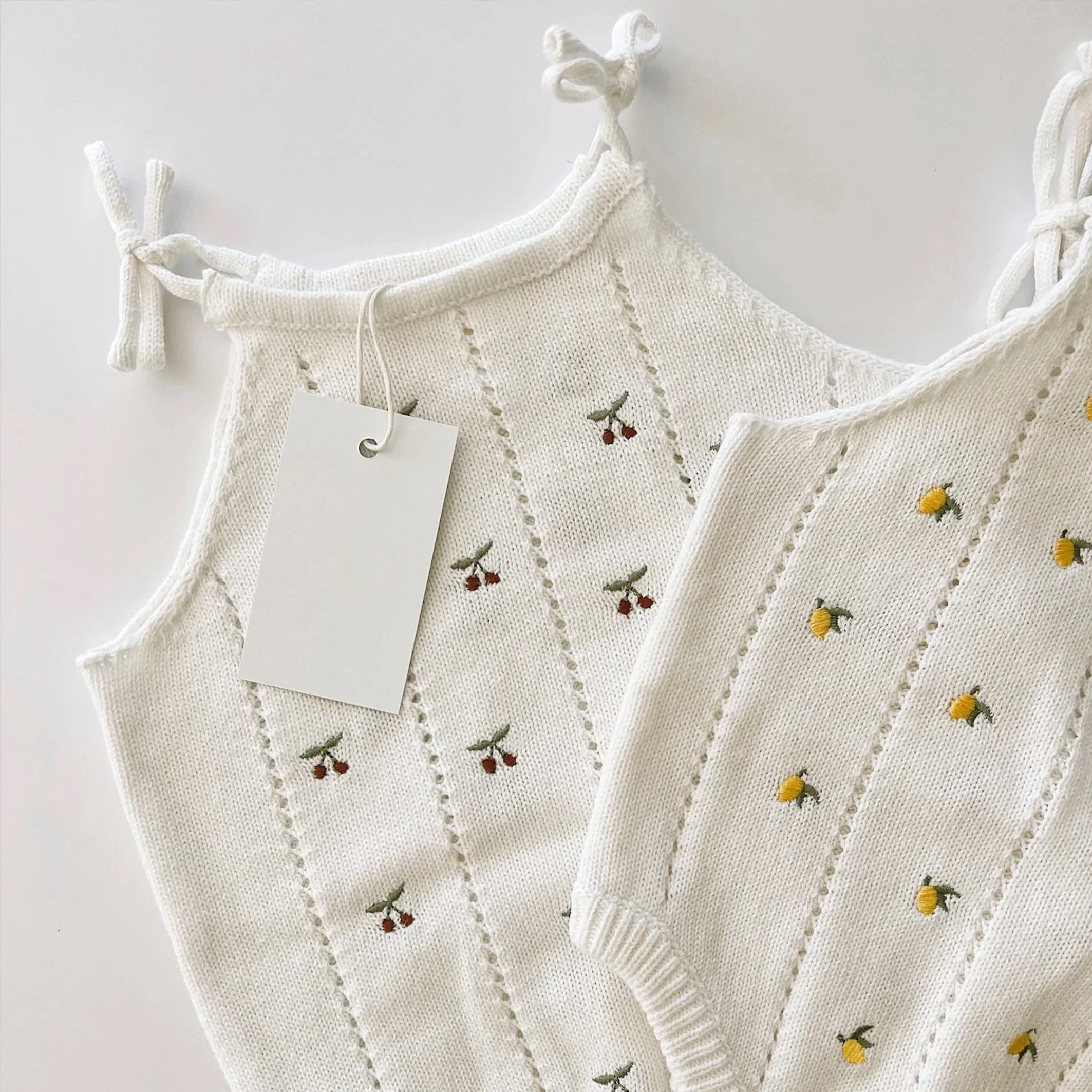 Super cute organic cotton embroidered sleeveless baby knit sweater bodysuit one piece outfits for newborn onesie