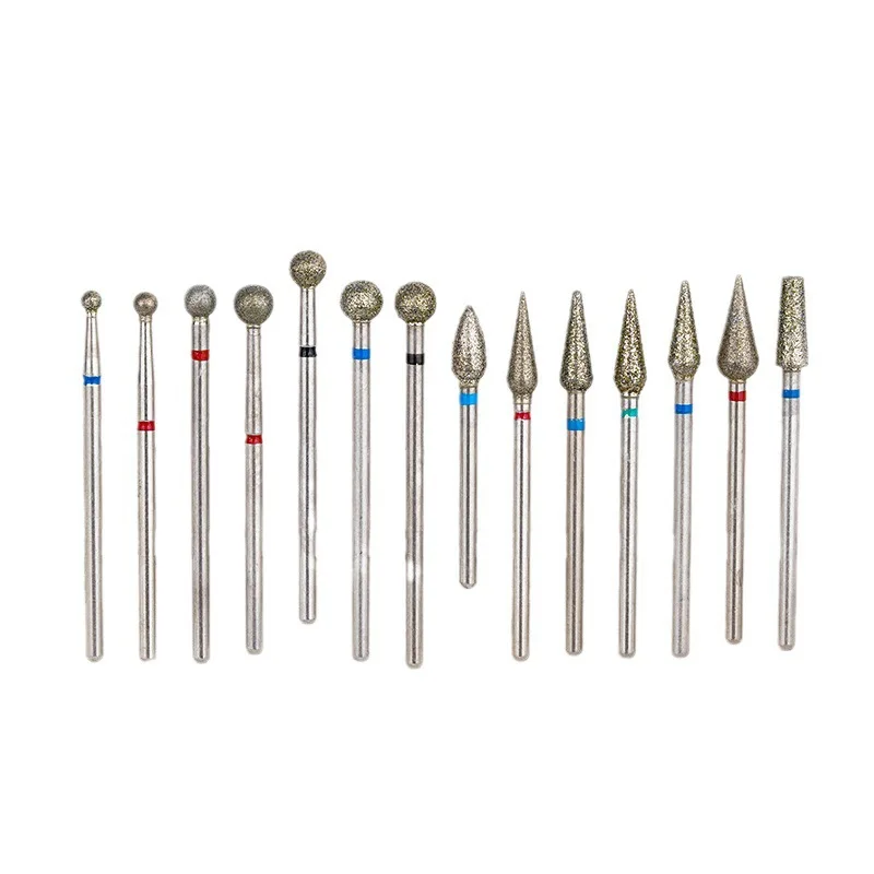 Professional High Quality Diamond Burrs Cuticle Clean Custom Logo Box Rotary Burr Nail Drill Bits Set For Russian Manicure