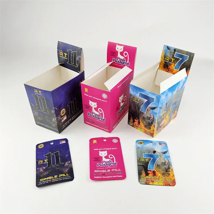 Low Moq Custom Printed Wholesale Pills Packaging Plastic Bag And Paper Display Box For Edible Candy Wrapper Pill Sachet