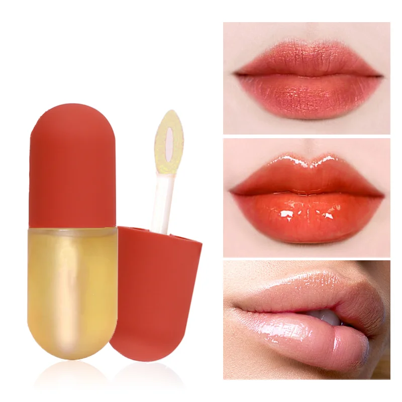 Custom Wholesale Lip Plumper Gloss 2 Flavouring Oil Private Label Lip Care Clear Vegan Lip Plumper Oil