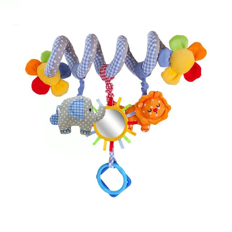 K2263 Newborn Baby Bed Rattle Toys Hanging Cloth Spiral Toy for Baby Stroller Accessories Hook Clip On Pram with Music