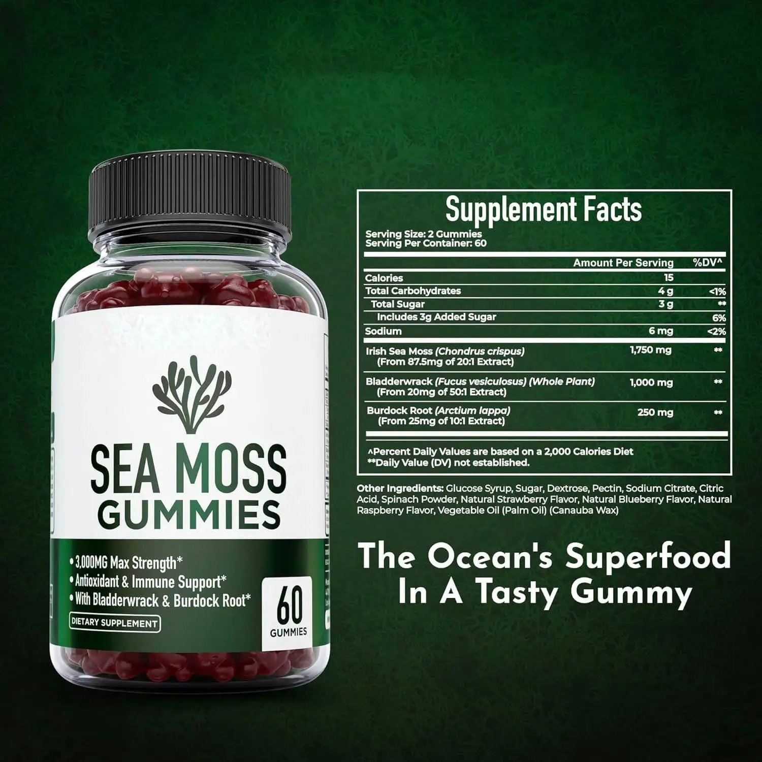 OEM Wholesale Bulk Price Organic Irish Sea Moss Extract Seamoss Blend Powder Irish Sea Moss Gummies