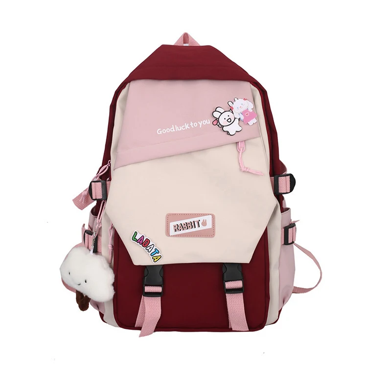 Korean version trend color schoolbag college wind students backpack school book bag girls