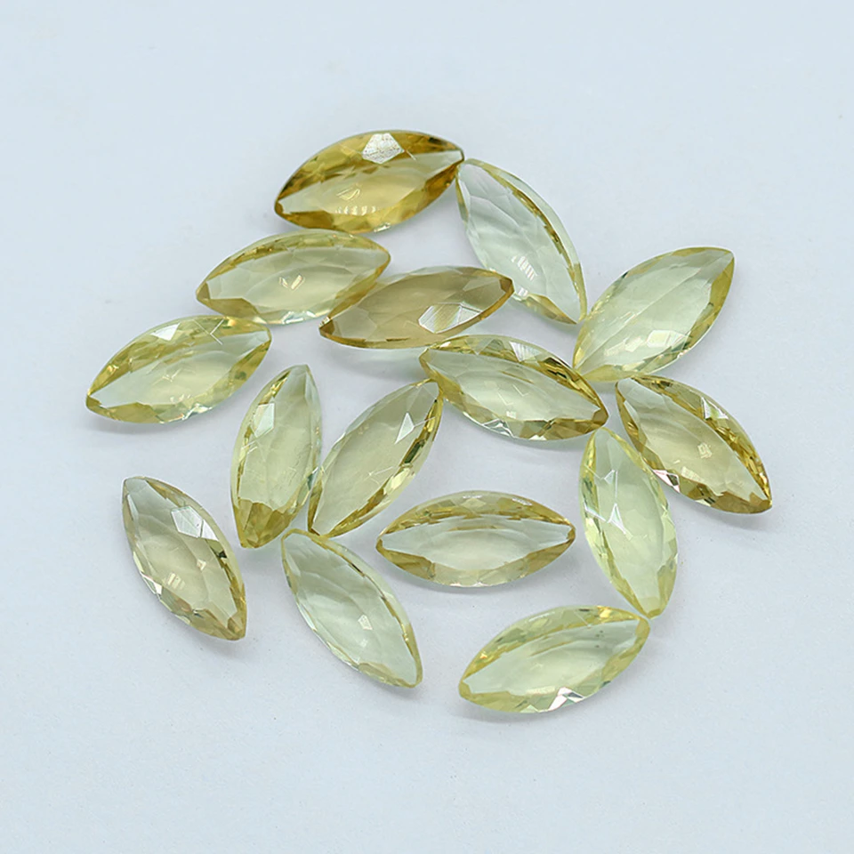 High Quality Pure Stone Natural Lemon Quartz Crystal Rectangle Inlaid Gemstone For Diy Ring Necklace Earrings Bracelet