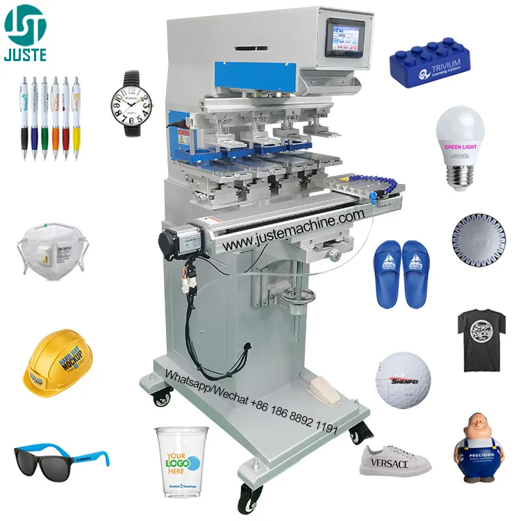 4-Colour Servo Pad Printing Machine Closure Rotary Cap Table Automation PCB Control 200X200 150*300 Mm Model Breaker Pad Printer