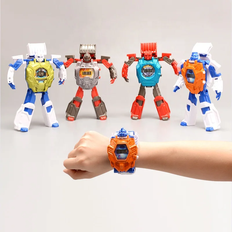 Многофункциональный мультфильм Дети сплав Робот Металл Электронные игрушки часы