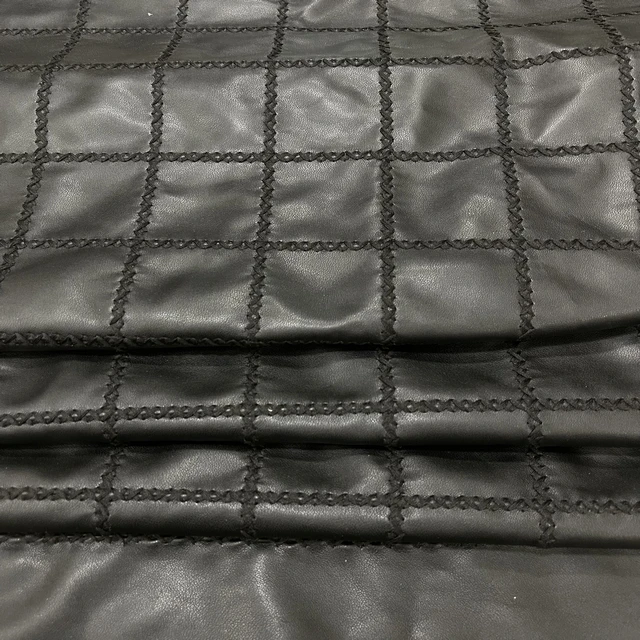 High Quality Luxury Black PU Leather Floral Laer-cut Embroidery Lace Fabric for Dress