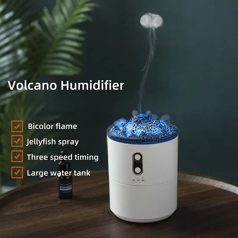 Electric Mini USB Air Humidifier Bedroom Home Desktop DC5V Ultrasonic Cold Fog Atomizer Simulation Flame Canister Hotels