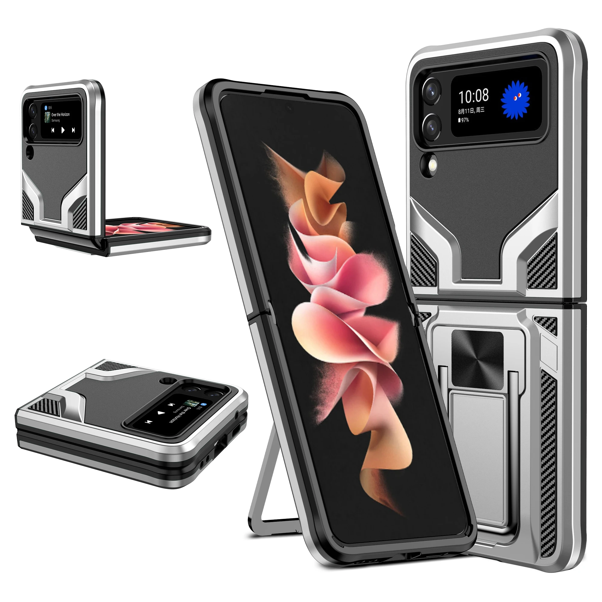 z fold 3 flip Full-Body Protective Phone Cover Rotating Holder Kickstand Cases for samsung z flip 3
