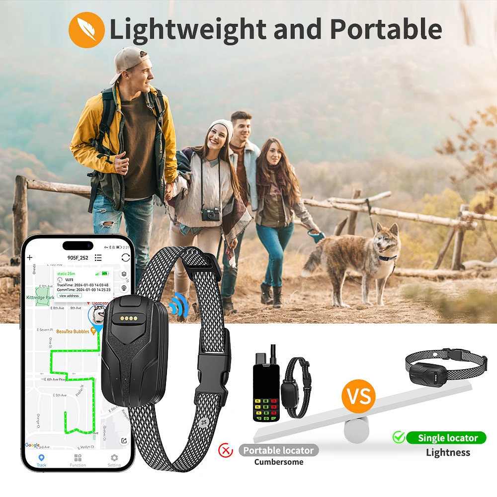 Multifunction Smart GPS Outdoor Anti-lost Activity Monitor Hunting Dog Locator 4G Tracker Collar for Real Time Tracking Pet
