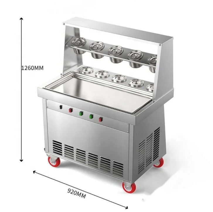 OEM 110V/220V Commercial Thai fried ice machine fried fruit Matcha ice cream machine long pot thick cut fried ice machine
