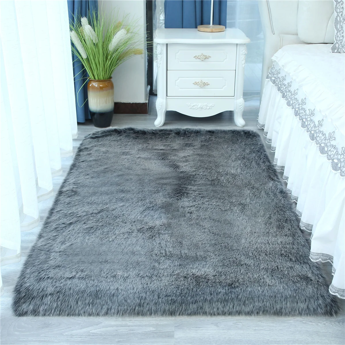 Custom Sheepskin Fur Carpet High Pile Floor Mat Sofa Bed Beside Fur Rugs Carpets Living Room Door Mat Fur Carpet