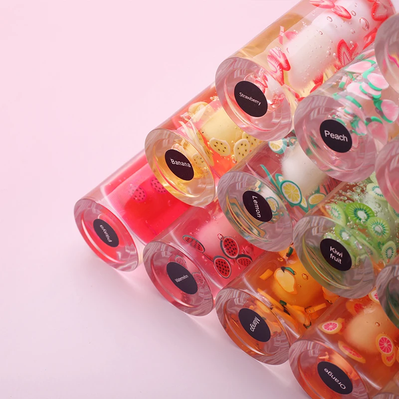 Custom Logo Low MOQ Vegan Natural Fruit Flavor Lip Gloss Fruit Lip Oil 16 Color lip makeup clear
