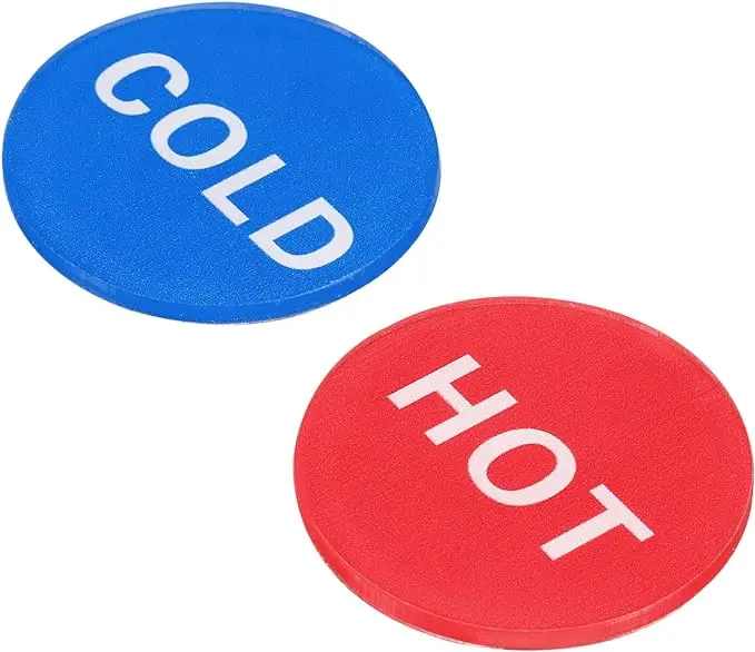 China Hot Cold Water signs Label logo stickers patches decorate water temperature restaurant supplies PMMA label tags acrylic