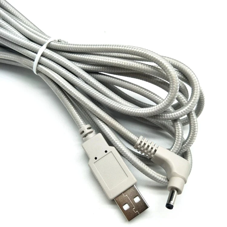 Factory wholesale gray nylon braid Right Angle 90 degrees DC 35135 Male 5v2A Usb To  Dc 3.5*1.35 charging Cable