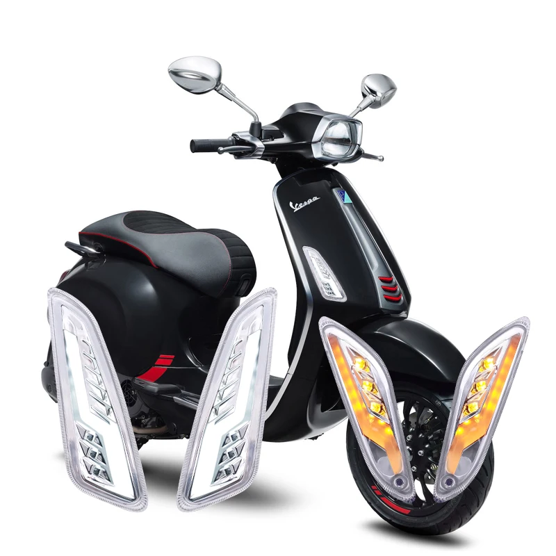 For Vespa Sprint Primavera Level10 Clear Blue Silver Chrome Front and Rear Sequential Turn Lights