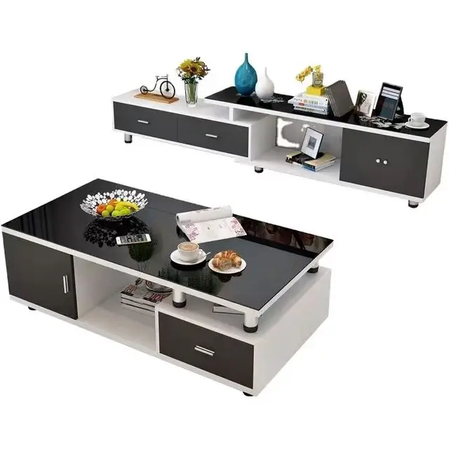 XMJ Black and white marble lift wall unit tv cabinet modern design luxury plywood