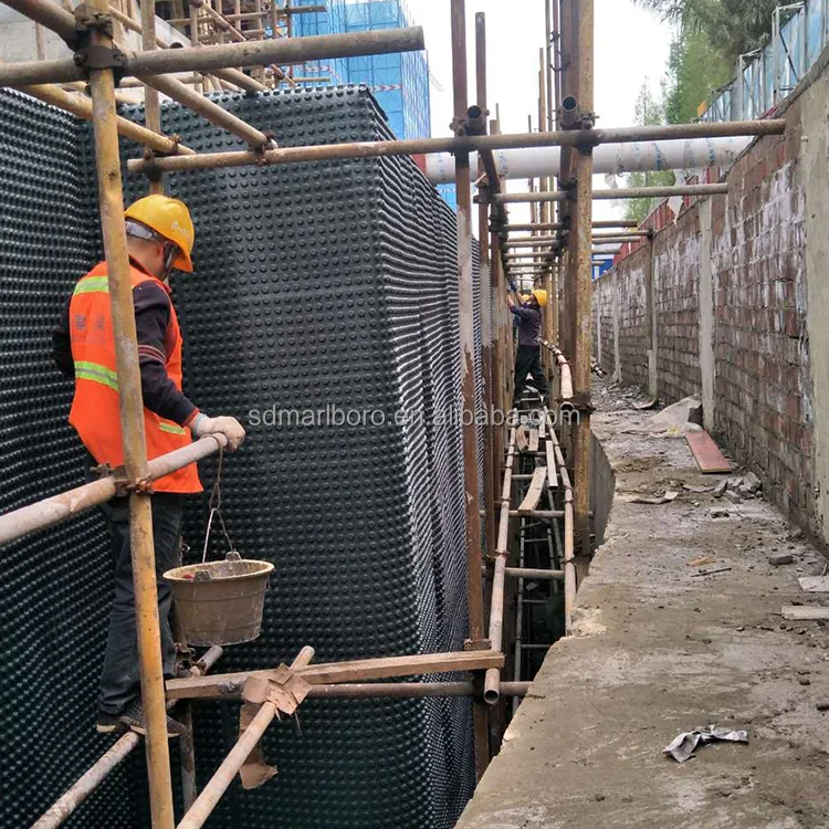 Dimpled Waterproof Drainage Board Construction Plastic Sheet HDPE Drainage Board Dimple Membrane Drain Mat