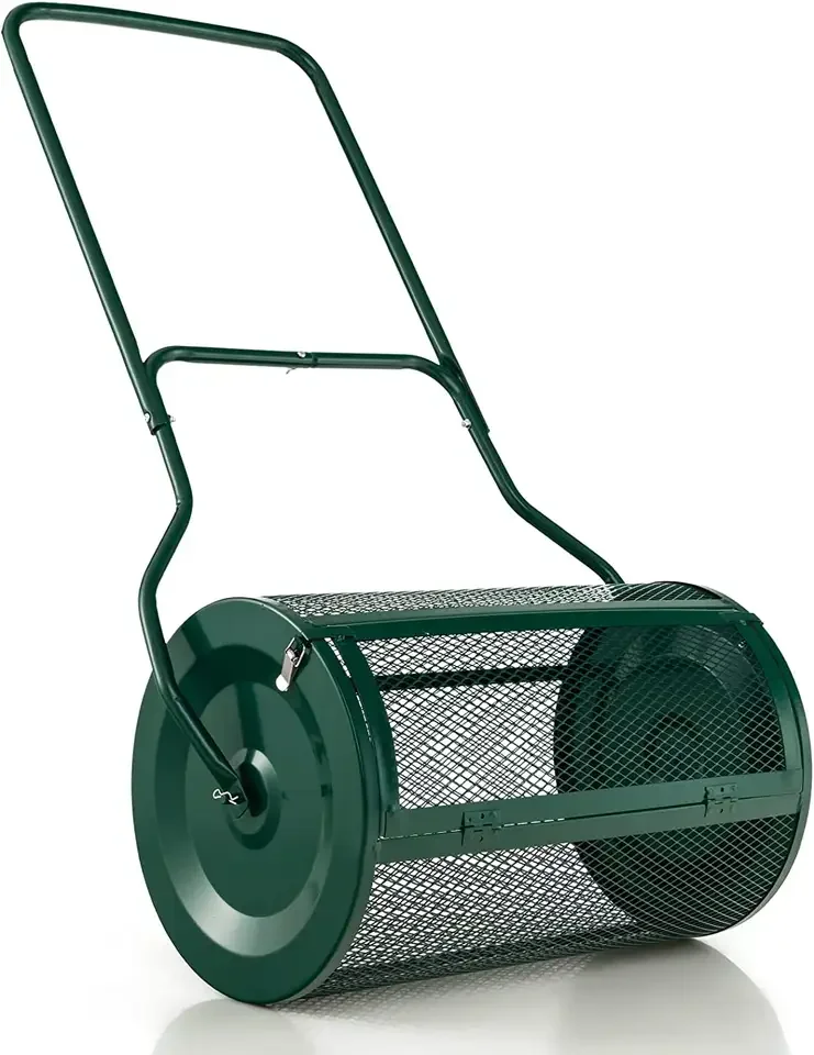 Spreader Roller Peat Moss Spreader For Planting, Seeding, Durable Lightweight Metal Mesh Spreader For Lawn