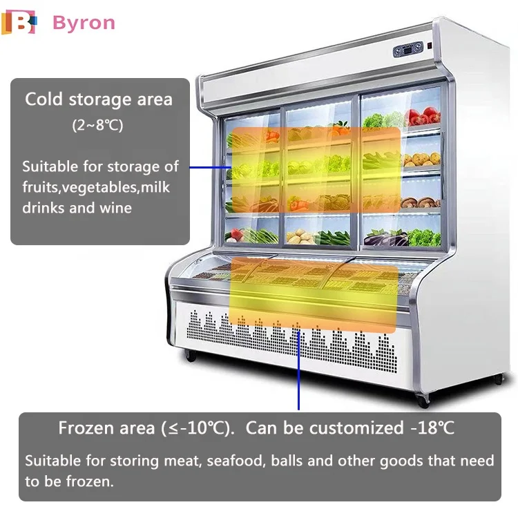 Commercial large vegetables drink display freezer ice cream freezer for supermarket and C-store preservation freezing cooler dis
