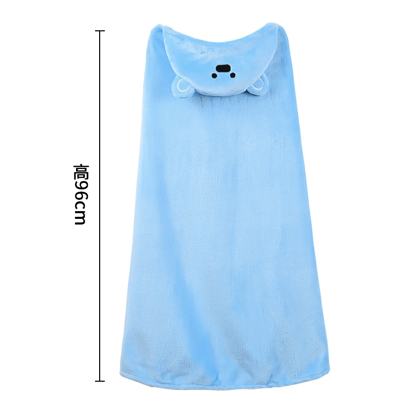 Baby Hoodie Soft Coral Velvet Quick Fast Dry Wearable Swaddle Hooded Kids Animal Bath Towel