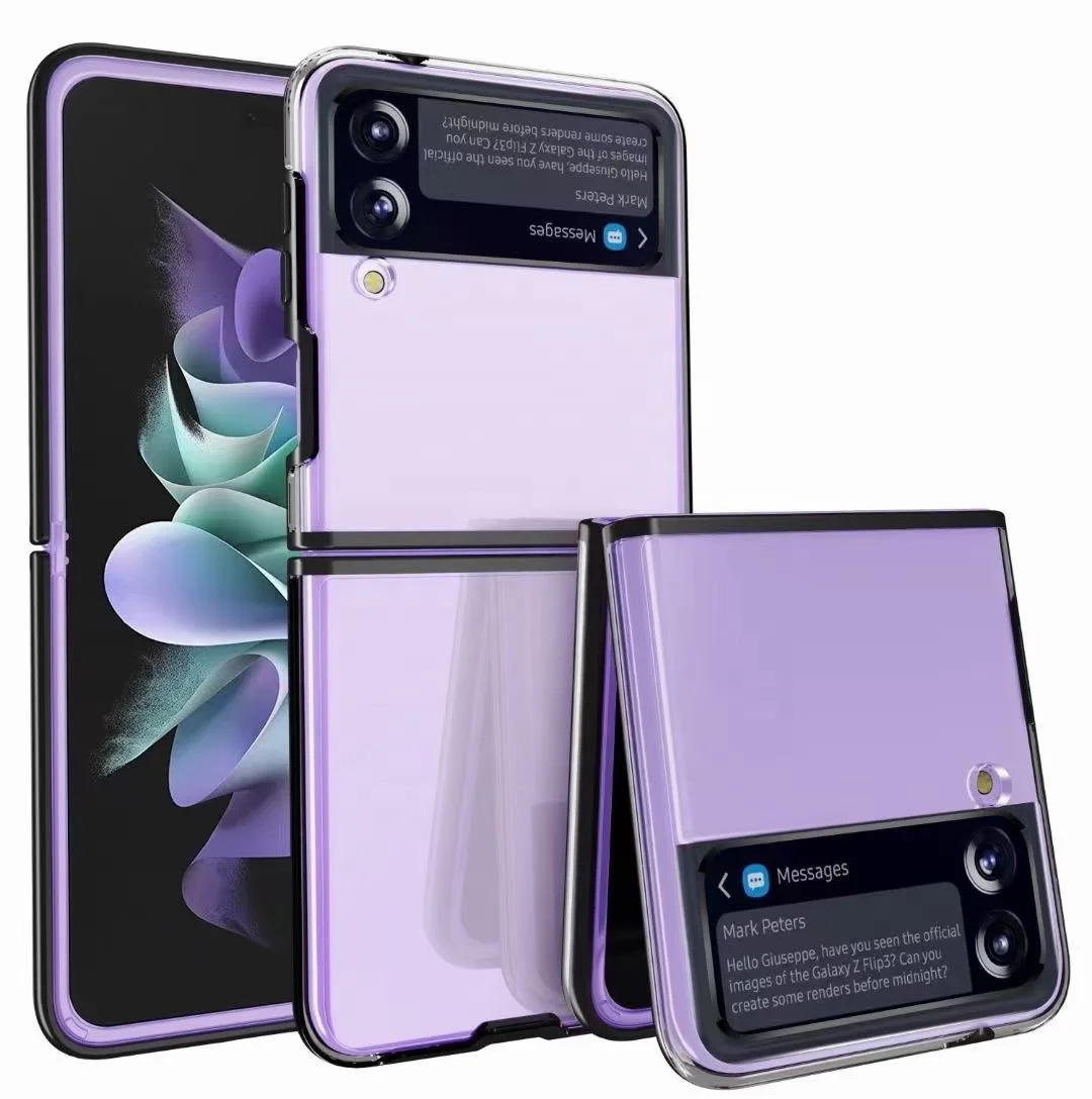Новый дизайн 2 в 1 TPU PC кристально прозрачный противоударный простой Роскошный чехол-накладка для Samsung Galaxy Z Flip 3 5G