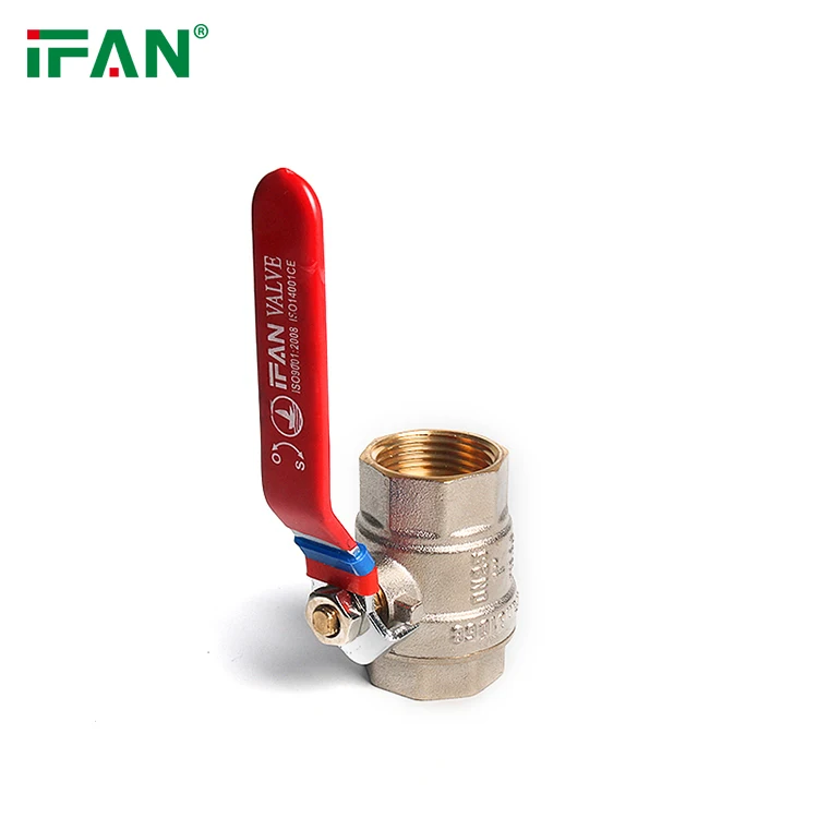 IFAN Supply Valve Ball Red Straight Handle Brass Water Valve 1/2'-2' FF Thread Brass Ball Valve