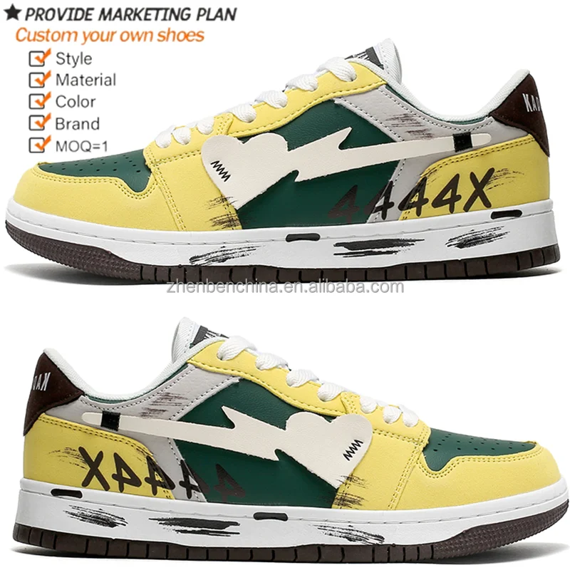Designer Custom Logo Low Cut Manufacturer Printed Original Retro Shoes Women Men Casual Sneakers Graffiti Walking Style Shoes