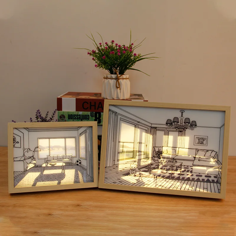 Customized size and LED photo frame Living room sofa background wall decoration picture frame