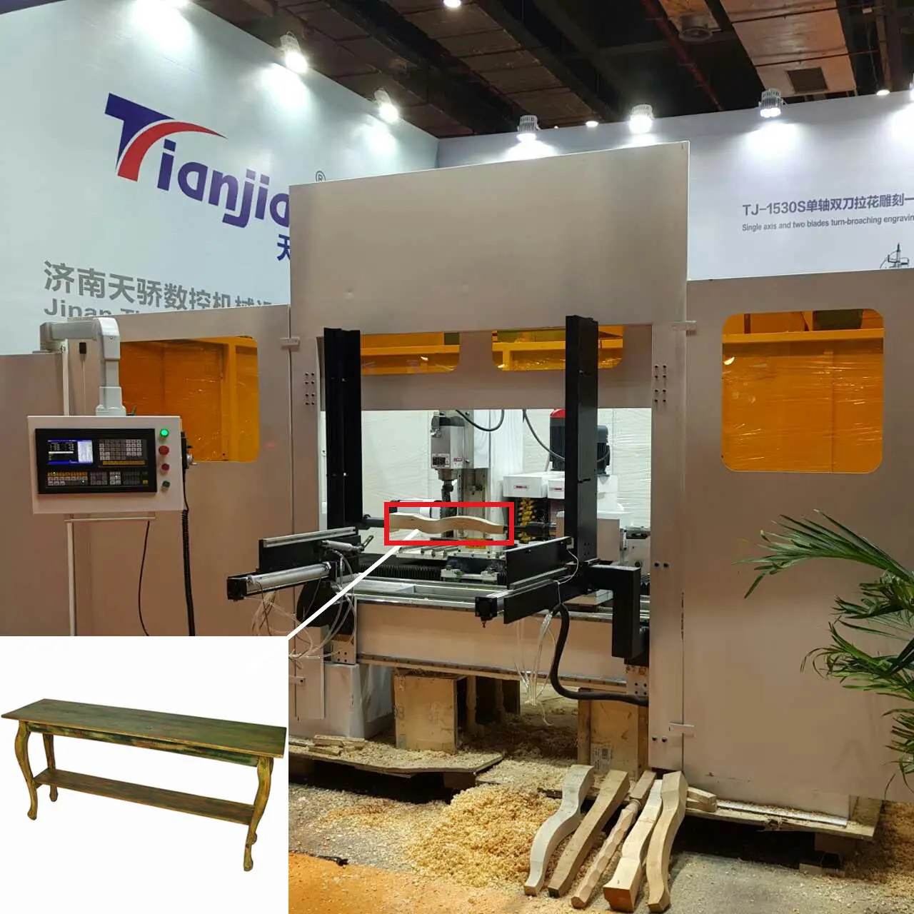 High Speed Tianjiao European-style Curved Wood Leg Milling Turning CNC Woodworking Lathe Center