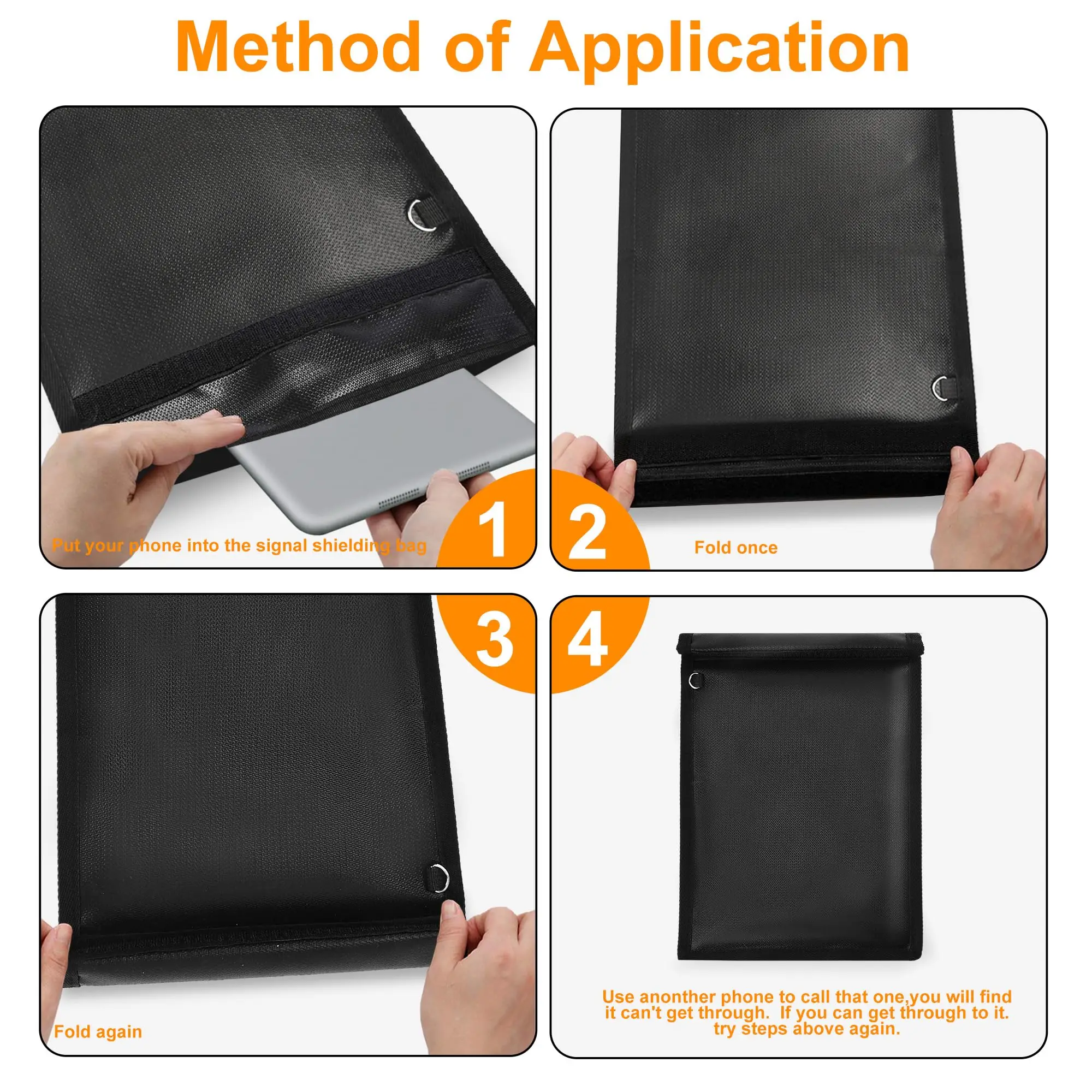 Custom Fireproof 4 pack Faraday Bag, RFID Signal Blocking Bag for Car Key, Phone, Tablet, Laptop