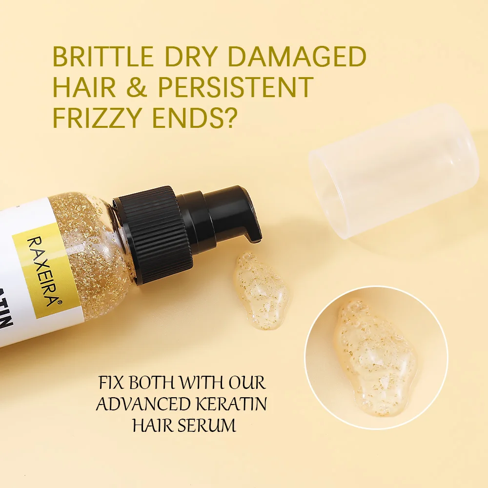 Private Label Keratin Hair Serum Hair Product 120ml Organic Vitamin E Hydrolized Keratin Coconut Oil 4-IN-1 Hair Care Essence