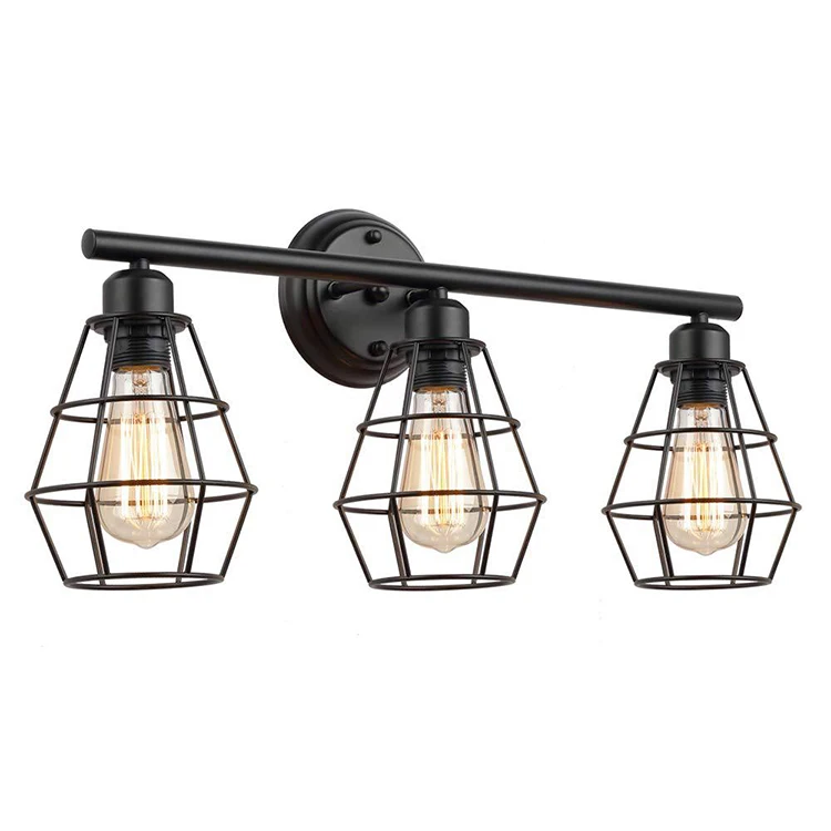 
Nordic Black Antique industrial wall lamp black 3 Lights Vanity Light Wall Lamp 