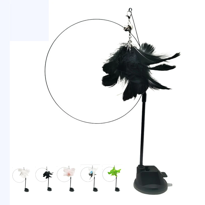 Sucker Wire Long Rod Feather Teasing Cat Bird Design Cat Interactive Toy